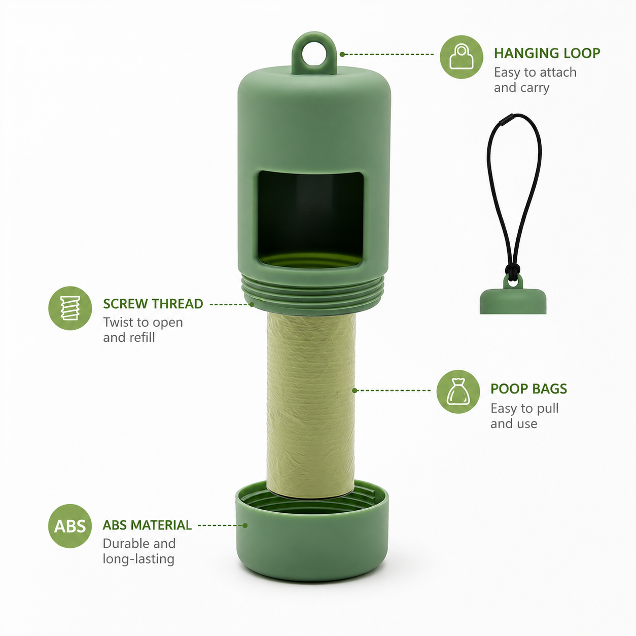 Biodegradable Pet Poop Bag Dispenser with Bags